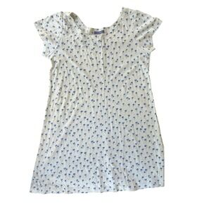 P. Jamas Flower Butterknit Cap sleeve Gown Coquette, Pima Cotton, Size Small‎